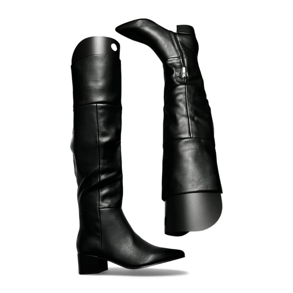 Marc Fisher Women’s Over The Knee Faux Leather Pointed Toe Boots 7M Chic Preppy